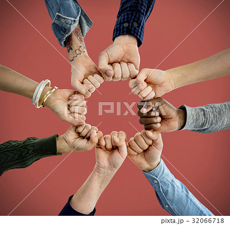 Group of people fist bump assemble together 32066718