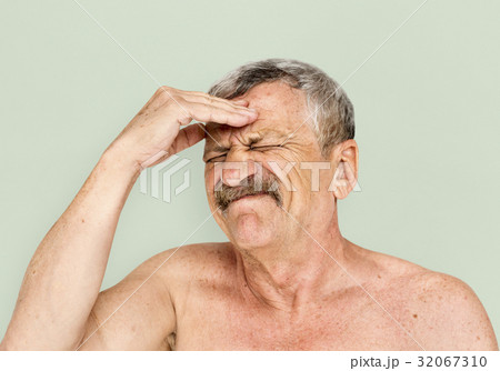 Senior Adult Man Face Expression Feeling Studio Portrait 32067310