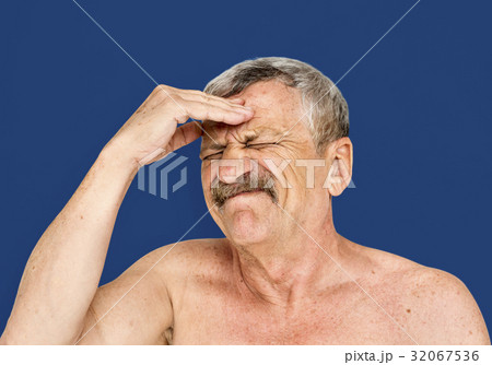 Senior Adult Man Face Expression Feeling Studio Portrait 32067536