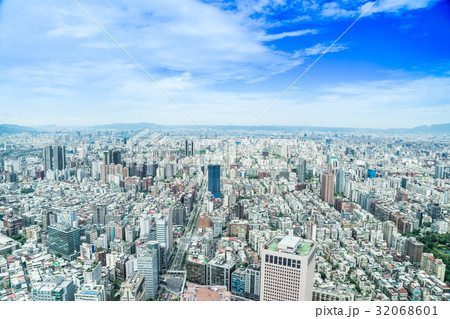 panoramic city skyline from Taipei 101, Taiwan panoramic city skyline from Taipei 101, Taiwan 32068601