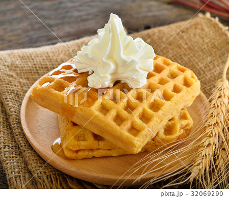 waffles honey syrup and whipped cream waffles honey syrup and whipped cream 32069290
