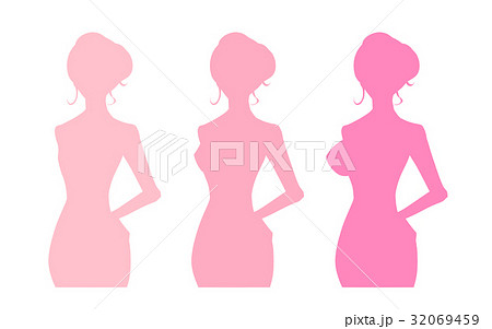 女性シルエットイラスト バストサイズ比較のイラスト素材