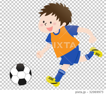 boy kicking ball clipart blue