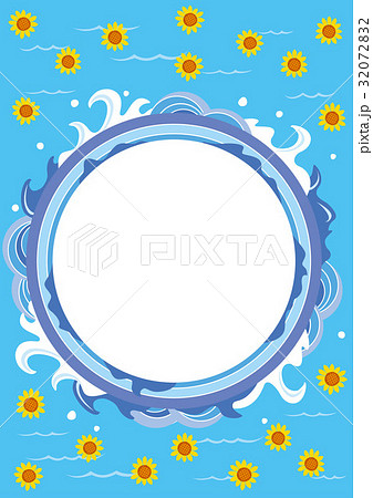 波 夏 可愛い ひまわりのイラスト素材 3722
