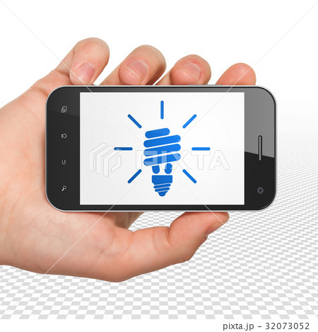 Finance concept: Hand Holding Smartphone with 32073052