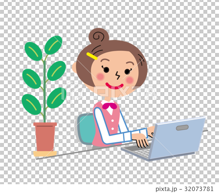 庶務　OL　デスクワーク　イラスト 32073781