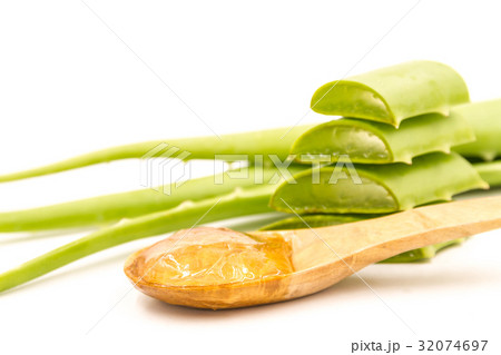 Aloe vera gel with aloe vera on white background. Aloe vera gel with aloe vera on white background. 32074697