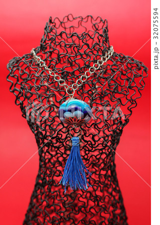 handmade women blue necklace from glass handmade women blue necklace from glass 32075594