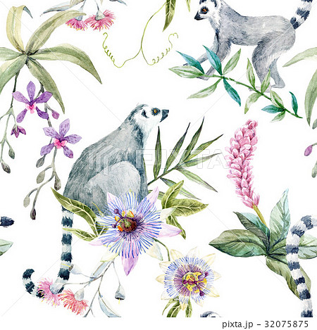 Tropical wildlife pattern 32075875