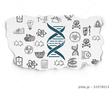 Science concept: DNA on Torn Paper background 32078013