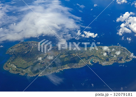 鹿児島県大島郡 喜界島 空撮の写真素材
