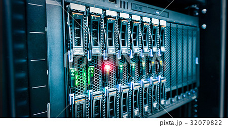 Server mount on rack in data center room Server mount on rack in data center room 32079822