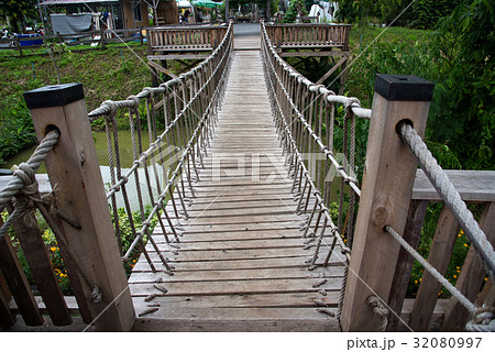 Rope suspension wooden bridge Rope suspension wooden bridge 32080997