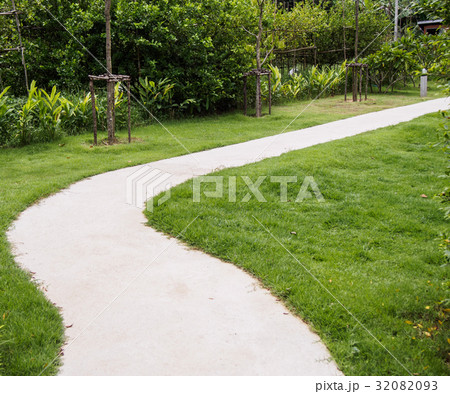 walkway among the grass field in the park walkway among the grass field in the park 32082093