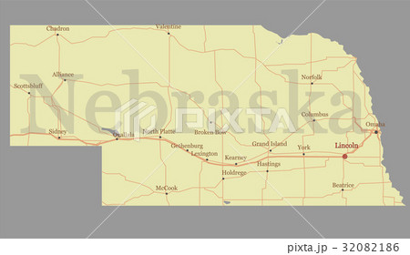 Nebraska vector State Map with Community 32082186