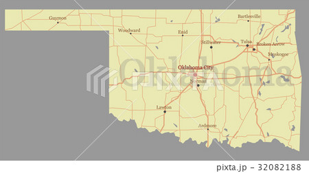 Oklahoma detailed exact detailed vector State Map 32082188