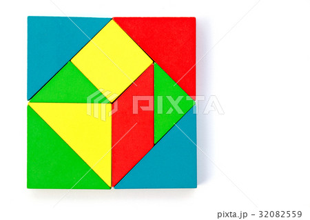 Wooden colorful toy block in square design 32082559