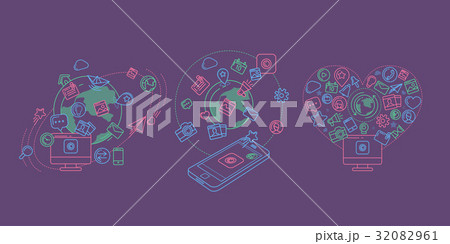 Social Media Colorful Linear Illustration 32082961