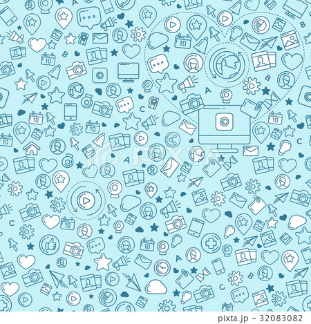 Social Media Blue Seamless Patternのイラスト素材 [32083082] - PIXTA