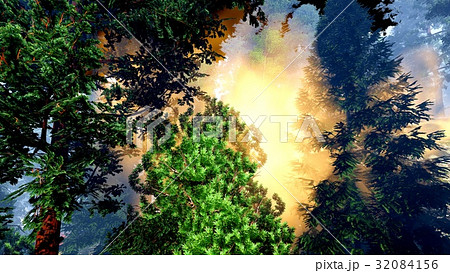 Disaster with fire in the forest 3d rendering Disaster with fire in the forest 3d rendering 32084156