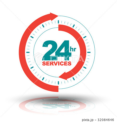 24 hours services banner. Vector illustration. 24 hours services banner. Vector illustration. 32084646