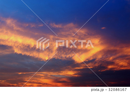 涸沼の夕景　茨城県大洗町 32086167