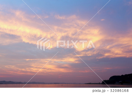 涸沼の夕景 茨城県大洗町 涸沼の夕景 茨城県大洗町 32086168
