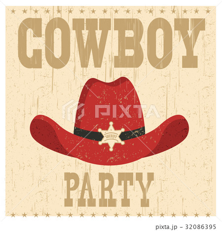 Cowboy Party Card Illustration With Western Hatのイラスト素材