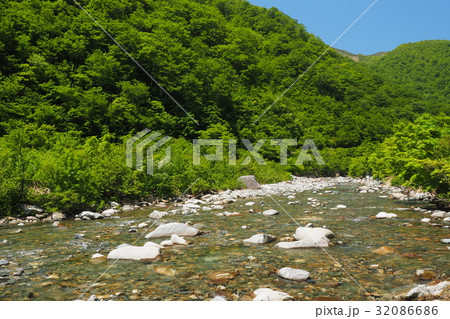 湯檜曽川 谷川岳の写真素材