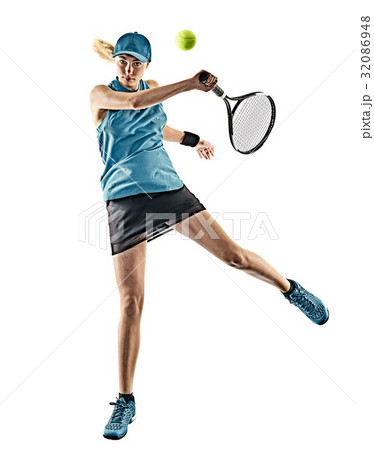 tennis woman isolated silhouette 32086948