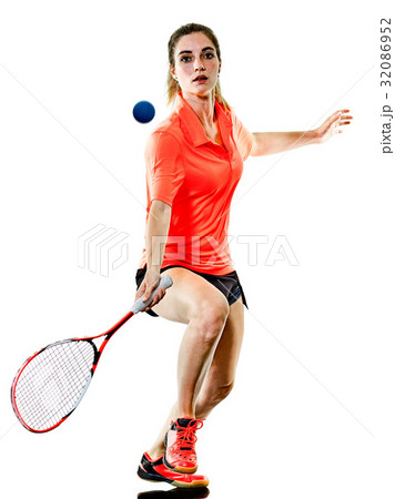 young teenager girl woman Squash player isolated 32086952