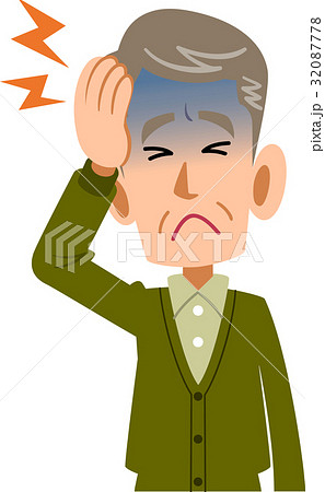 病気　男性　老人　高齢者　頭痛　上半身 32087778