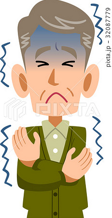 病気　男性　老人　高齢者　寒気　上半身 32087779