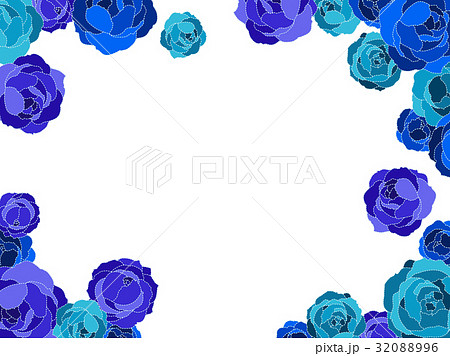 青いバラ05 2 ステッチラインあり のイラスト素材 3896