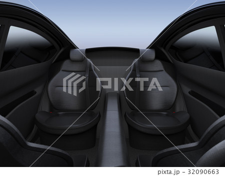 ラグジュアリー自動運転車の後部座席のイメージ 32090663