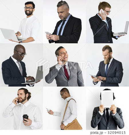 Collection of diverse people using digital devices Collection of diverse people using digital devices 32094015