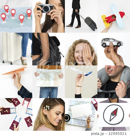 Set of People Traveling Journey Studio Collage 32095021