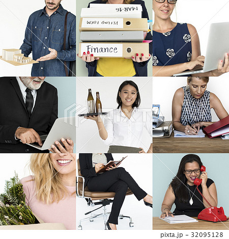 Collage of people job occupation mixed 32095128
