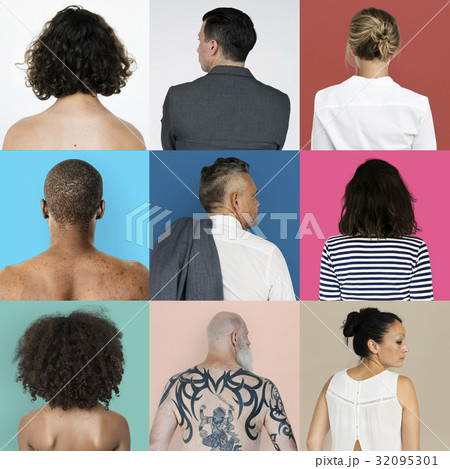 Collages diverse people backview concept 32095301