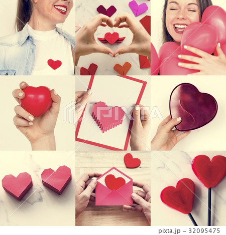Adult Woman with Love Heart Artwork Studio Collage 32095475