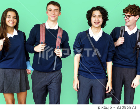 Group of Diverse Students Friendship Together Studio Portrait Group of Diverse Students Friendship Together Studio Portrait 32095873