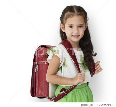 Young asian kid student with a backpack portrait 32095941