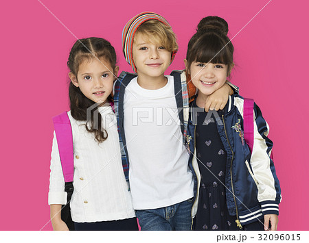 Happiness group of cute and adorable students are back to school 32096015