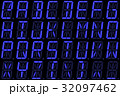 Digital font from letters on blue LED display 32097462