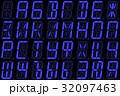 Cyrillic font from letters on blue display 32097463