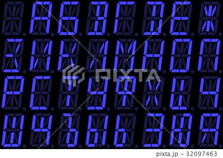 Cyrillic font from letters on blue display 32097463