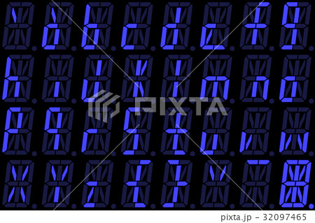 Digital font from small letters on blue display 32097465