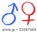 Curved male and female gender symbols 32097468
