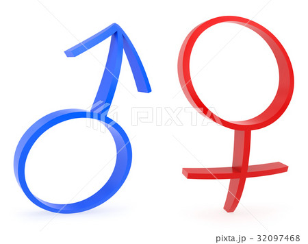 Curved male and female gender symbols 32097468