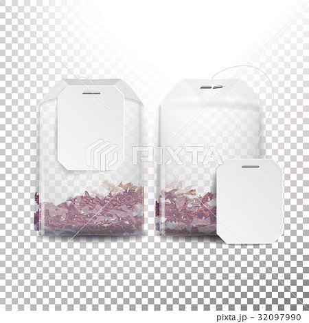Realistic Tea Bag Mock Up With Empty White Label 32097990